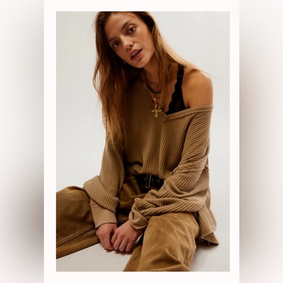 Free People Tops - Free People We The Free Coraline Thermal - Olive Tapenade - M